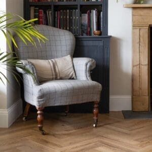 Top down view of Mulberry Parquet wood effect flooring