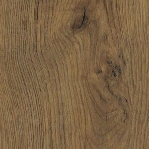 Harvey Maria Mulberry Plank luxury vinyl flooring installed in a modern grey kitchen with a white island
