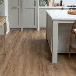 Close up detail of the wood grain texture on Harvey Maria Mulberry Plank flooring