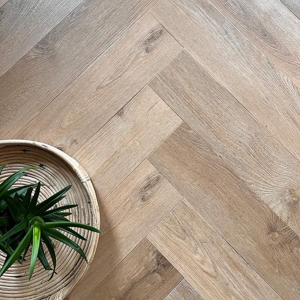 Detailed close up of a single Rattan wood effect plank showing grain texture