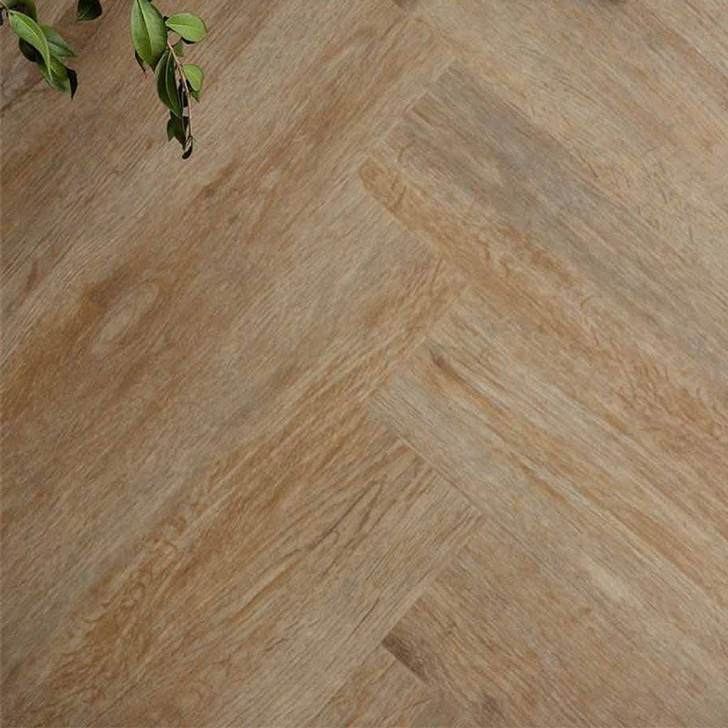 Close up of Harvey Maria Sorrel Herringbone showing wood grain texture and pattern