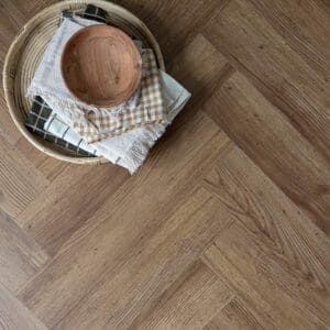 Overhead view of the Wildfox Herringbone pattern with rustic decor