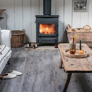 Detailed texture shot of Marine Plank grey wood effect luxury vinyl