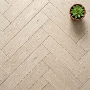 Nevis Oak Parquet engineered oak flooring close-up texture - photorealistic room shot
