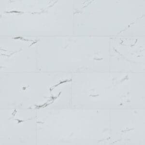 Overhead view of Nordikka Naturals Carrera marble effect tiles showing grey veining