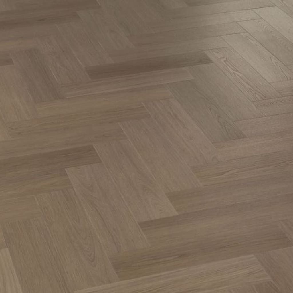 Angled perspective of Maple Chestnut herringbone LVT flooring