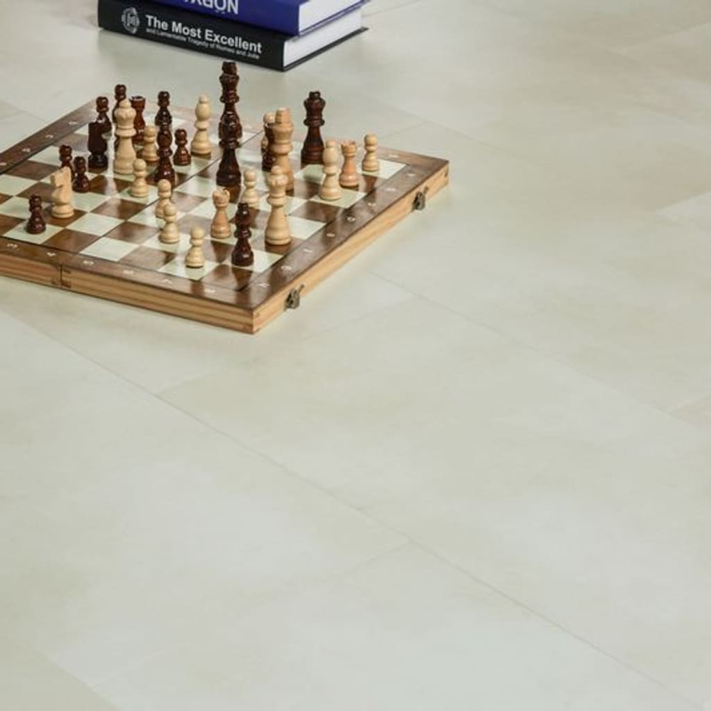 Nordikka Naturals Pebble flooring in a home setting with a wooden chessboard and books