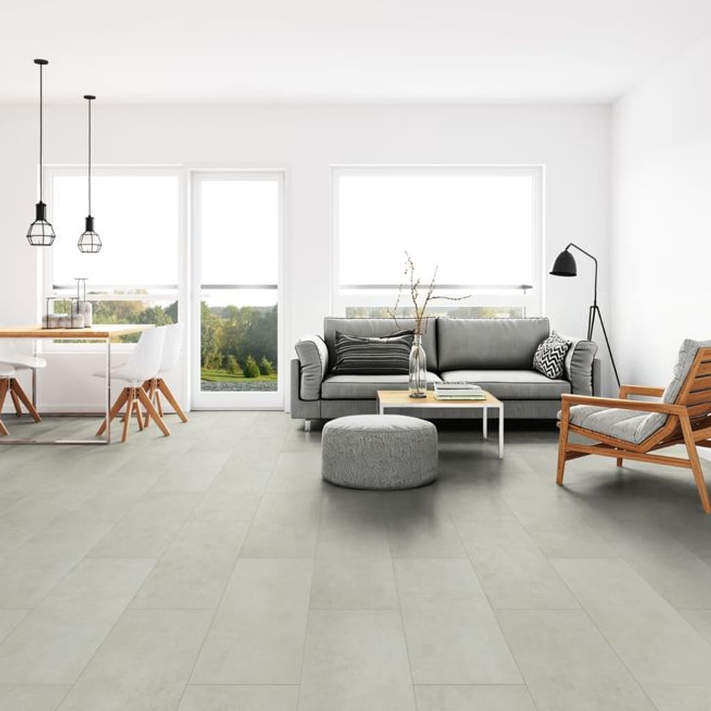 Modern living and dining area featuring Nordikka Naturals Pebble flooring with contemporary furniture