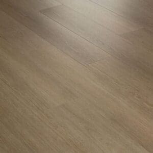 An angled perspective of Saddle Oak flooring highlighting the smooth surface finish and plank joins.