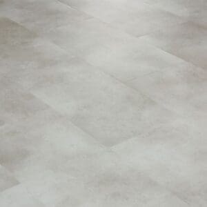 Angled perspective of light grey stone effect luxury vinyl tiles