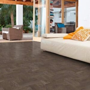 Close up of Smoked Oak Parquet showing realistic wood grain texture